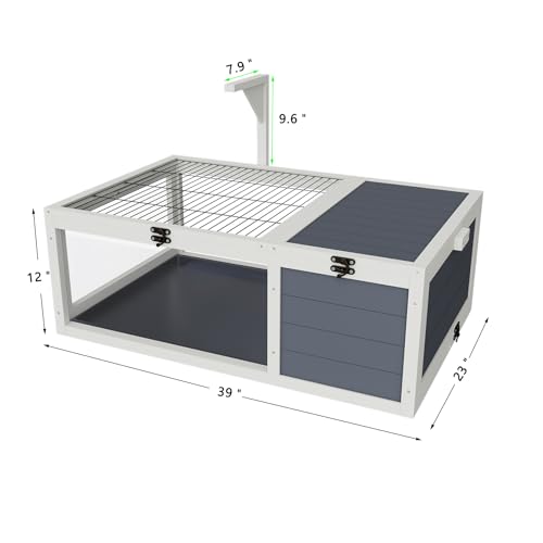 Reptile Habitat Tortoise House with Lamp Holder, 3 Acrylic Observation Windows, 2 Waterproof Trays, Lockable Top, Wooden Enclosure for Turtles, Lizards, Snakes, and Small Pets