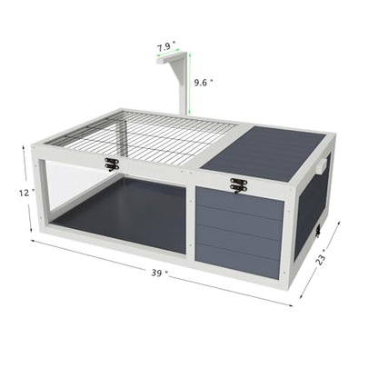 Reptile Habitat Tortoise House with Lamp Holder, 3 Acrylic Observation Windows, 2 Waterproof Trays, Lockable Top, Wooden Enclosure for Turtles, Lizards, Snakes, and Small Pets