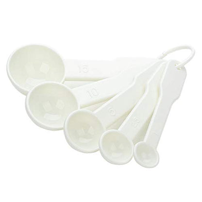 5 in 1 White Plastic 1g 2.5g 5g 10g 15g Measuring Spoons Set Kitchen Baking Tools - color: White