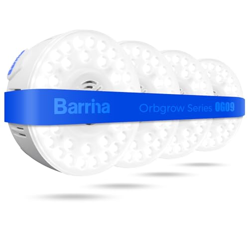 Barrina Orbgrow OG09 Puck Grow Light, 36W(4 x 9W), 5000K, 4 Packs, White | Full Spectrum Plant Light for Indoor Plants, Magnetic & Linkable, Small Grow lamp, Perfect for Plant Shelf - color: 5000K-White Cover, size: 4 Packs without Timer