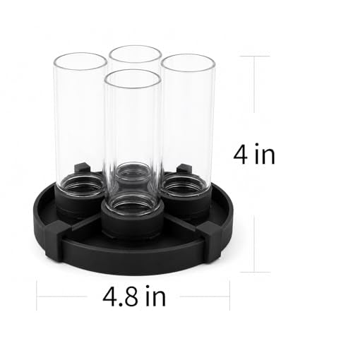 Hermit Crab Feeder with 4 Glass Bottles and Feeding Trays | 4 removable bottles with trays keep crabitat feeding organized. Easy to refill and suitable for hermit crabs and reptiles. - color: Black