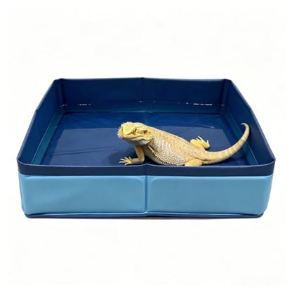 Foldable Dog Pool Blue Portable Small Pet Wading Pool (50/50/10 cm, #01) | Cat Dog Swimming Pools Bathtub Folding Cat Dog Pool for Indoor Outdoor Camping Picnic Backyard Collapsible Reptile Bath Pool