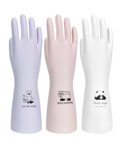 LANON wahoo 3 Pairs Nitrile Cleaning Glove,12 Mil Dishwashing Glove,Medium | Dishwashing,Latex Free,Skin-Friendly,Dishes Washing,Reusable,DEHP-Free,Non-Slip,Household Colorful Kitchen Nitrile Gloves - color: Mix (Pack of 3), size: Medium (Pack of 3)