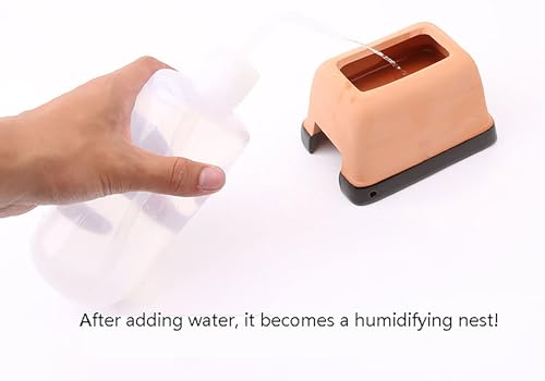 OMEM Premium Reptile Humidification Cave with Basin for Leopard Geckos Professional Clay Pottery Hideaway(Large) - size: L