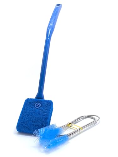 Multifunctional Cleaning Brushes Tool Set for Tank, Aquarium Sponge Brush, Algae Scraper Cleaner with Long Handle and Stainless Flexible Tube Cleaning Brush