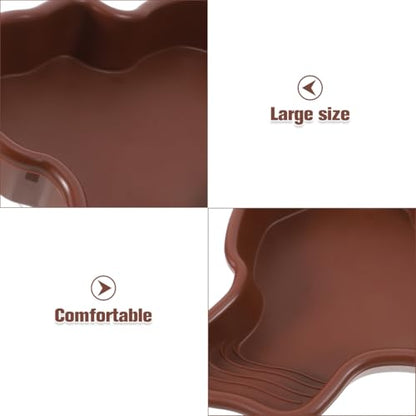 POPETPOP Large Turtle Bath Basin with Landscape Ornament Design 12.20X9.44X1.96 Inch Multifunctional Reptile Water Dish and Soaking Tub for Tortoise Swimming Feeding and Habitat Accessory