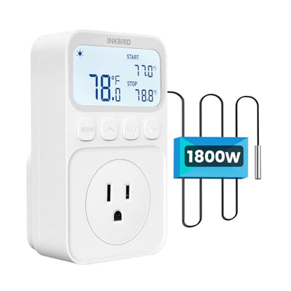 INKBIRD Plug in Thermostat 15A 1800W, Programmable Heating Cooling Digital Temperature Controller Timer for Window A/C Fan Heater Greenhouse Homebrewing Reptile - size: 1800W 15A