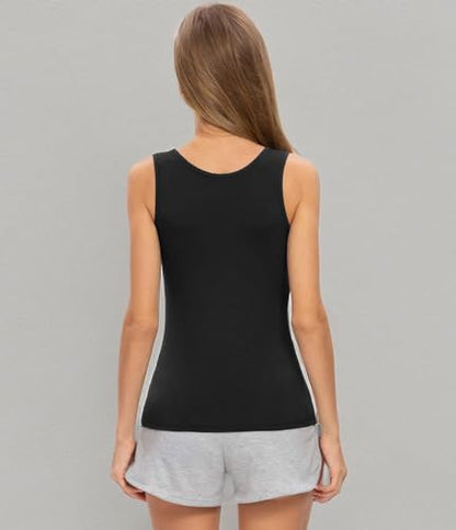 Rosyline 4 Piece Women Tank Tops Basic Sleeveless Undershirt Layering Tanks - color: 3-black/Black/Black, size: X-Large