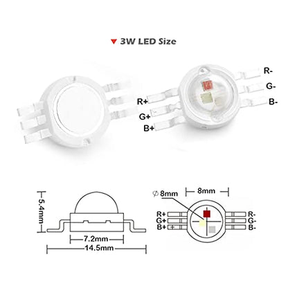 CHANZON 10 pcs High Power Led Chip 3W RGB 6 pins | (600mA for Each Color 3 Watt) Multicolor Super Bright Intensity SMD COB Light Emitter Component Diode Bulb Beads DIY Lighting - color: U) Rgb (6pins)