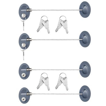 Hotop 4 Pack Cabinet Locks with Keys Refrigerator Fridge Locks Replacement with Steel Wire Self Adhesive Child and Baby Proofing Safety for File Drawers Deep Freezer Doors Latch(Gray) - color: Gray