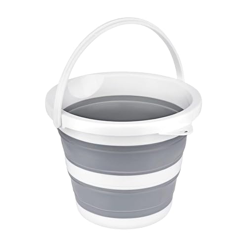 Collapsible Bucket 5L 1.3Gallon Small Cleaning Bucket Mop Buckets for Household Outdoor Car Washing Tub Plastic Foldable Portable Camping Beach Sand Water Pot Pail Space Saving Round