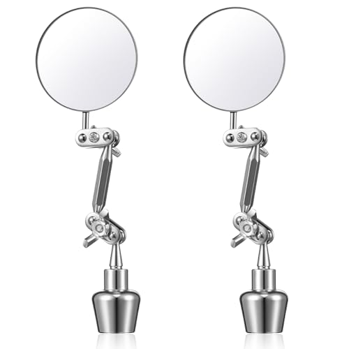 Kingdder 2pcs 2 Inch Inspection Mirrors Magnetic Base with Adjustable Arm | Round Swivel Angle Ball Joint, for Welding, Machine Maintenance, for Technicians, Auto Mechanics - size: 2 Inch