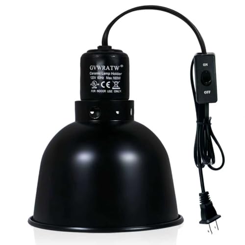 5.5 Inch Shallow Dome Reptile Lamp Fixture, Suitable for UVB Bulbs and Basking Heat Bulbs, Max 160W.