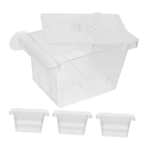 ORFOFE 4pcs Self-Floating Fish Fry Incubator Aquarium Breeding Box Betta Fish Separator Breeding Separator Reptile Box