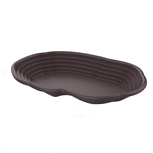 Extra Large Reptile Bathing Pool Reptile Feeding Dish Water Bowl with Ramp Aquarium Ornament for Gecko, Snake, Turtle, Bearded Dragon, Lizard Bath(Black) - color: Black