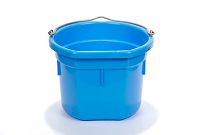 Little Giant® Flat Back Plastic Animal Feed Bucket | Animal Water and Feed Bucket with Metal Handle | 8 Quarts | Berry Blue - color: Berry Blue