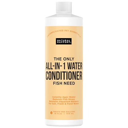 Natural Rapport Aquarium Water Conditioner, All-in-1 Dechlorinator, 16 oz | 11-ingredient all-in-1, treats 960 gal - Removes ammonia, chlorine & metals - For fresh & saltwater tanks - size: 16 oz