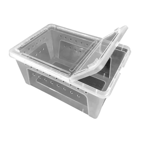 Jungle Bob - Clear Plastic Reptile Terrarium Box - Easy Pet Transportation - Enclosure for Small Herps - Side Ventilation - Clear View - Fade Resistant - Glossy Finish - Small - 7.5" x 5" x 3" - size: Small, style: 1 Pack
