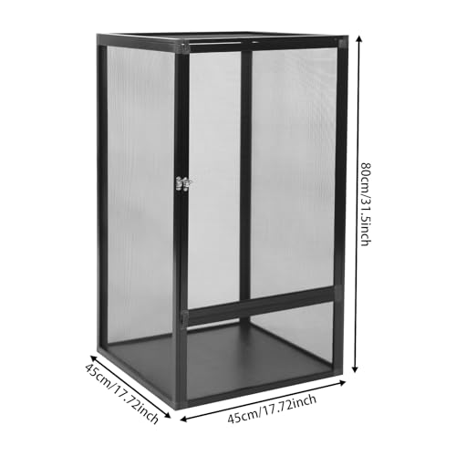 Aluminum Alloy Reptile Terrarium Escape, Lock Design Portable Reptile Cage | 17.72"×17.72"×31.50" Portable Reptile Habitat, Indoor & Outdoor Use, 44.09lbs Capacity