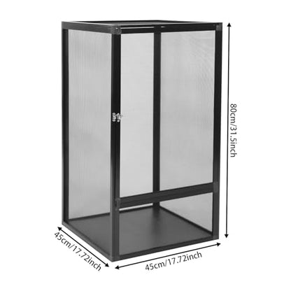 Reptile Terrarium, Micro Habitat Terrarium Enclosure with Fine Mesh Strong Locking Latch Removable Top Mesh Anti-Climbing Threshold & Good Ventilation Aluminum Screen Habitat for Reptiles and Insects