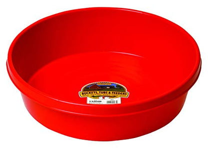 Little Giant® Plastic Utility Pan | Feed Pan | Durable & Versatile Livestock Feeding Bucket | Made in USA | 3 Gallon | Red - color: Red, size: 3 Gallon
