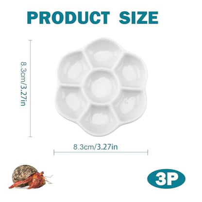 Hermit Crab Food Dish, 3 Pcs Mini Ceramic Hermit Crab Feeding Dish Tiny Reptile Water Bowl with 7 Compartments for Snail, Gecko, Lizard, Aquarium Accessory