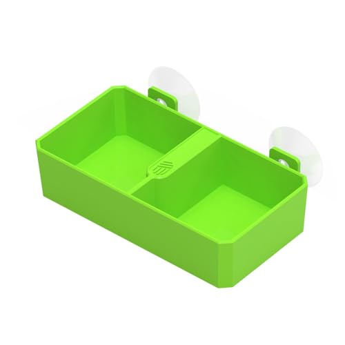 DONGKER Reptile Feeding Ledge,Square Dual-Compartment Reptile Water Food Bowl with 2 Suction Cup for Bearded Dragon Lizard Turtle Tortoise - size: S 3.9"x2.8"x1.3"