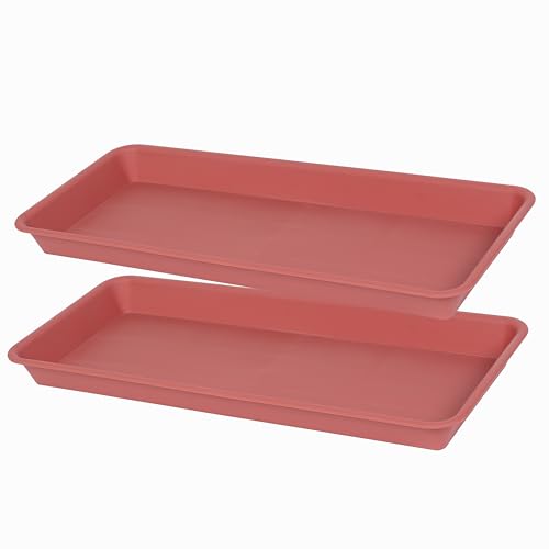 VUWEZ 2 Pack of Plastic Plant Tray Saucer Rectangular, Plant Trays Saucers for Indoors Outdoor, Plant Drip Tray for Flower Pot Planter, Windowsill Plant Tray (6 X 11 Inch, Terracotta) - color: Terracotta, size: 11'' x 6.1'' x 1.0'' (2 pack)