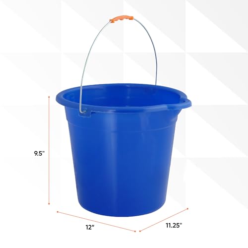 Superio 2.75 Gallon Plastic Mop Bucket with Grip Handle, Utility Pail for Cleaning, Car Wash, Fishing, Camping & Household Use, 10 Liter, Royal Blue - 1 Pack - color: Royal Blue, size: 1 Pack