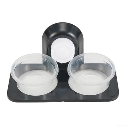 ABS Terrarium Feeder Bowl and Water Dish Rack for Reptiles, Wall Mounted Holder Fits Glass or for acrylic Tanks, Stable and Space Saving, Detachable Design for Easy Cleaning(Double boxes-Suction cup) - size: Double boxes-Suction cup