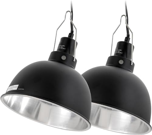 WACOOL TERRA Reptile Light Fixture 2 Pack, 8.5 in Deep Dome Reptile Heat Lamp Fixture, Optical Reflection Terrarium Light Fixture for Reptile UVB UVA Heat Basking Bulbs, Separate Switch & Hook - style: 8.5 inch-2pack