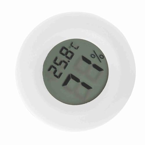 Mini Round Digital LCD Thermometer Hygrometer Portable DesignTemperature Humidity Monitor for Reptile Terrarium(White) - color: White