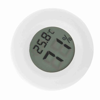 Mini Round Digital LCD Thermometer Hygrometer Portable DesignTemperature Humidity Monitor for Reptile Terrarium(White) - color: White