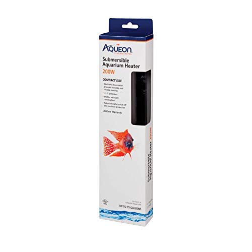 Aqueon Submersible Aquarium Fish Tank Heater For Up To 75 Gallon Aquariums, 200 Watts - size: 200 Watts