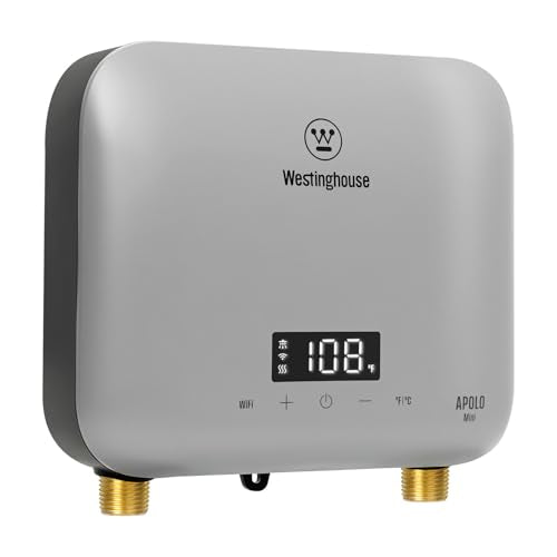 Westinghouse 6.5kW Tankless Water Heater Electric, 240V, Smart WiFi Control | Under Sink Water Heater Electric, Instant Hot Water Heater, Apolo Mini, Low Watt, Compatible with Kitchen, Sink, Gray - color: Gray 6.5
