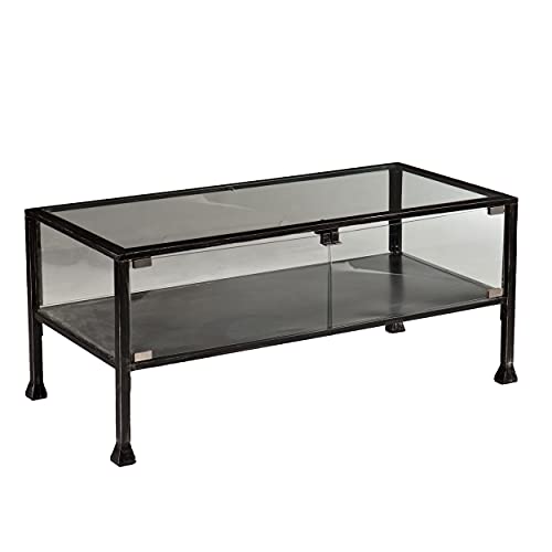 SEI Furniture Metal Terrarium Fish Display Coffee Table, Cocktail, Black/Silver Distressing - style: Cocktail Table