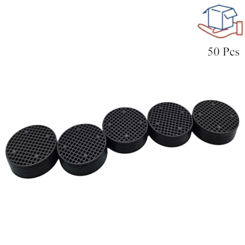 HAHIYO 50PCs 1.8Inch/4.5cm Black Round PP Plastic Flower Pot Hole Mesh Pad Bottom Grid Mat Bonsai Drainage mesh Hole Screens Gasket Prevent Soil Loss Breathable Gasket Drainage Netting for Bonsai - size: Round-1.8In-50P
