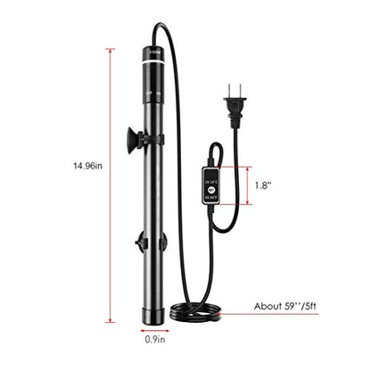 MQ Titanium Alloy 500W Aquarium Heater for Salt and Fresh Water, Digital LED Display Submersible Heater with External Thermostat Controller, for Fish Tank 70-80 Gallon - size: 500W for 70-80 Gallon Tank