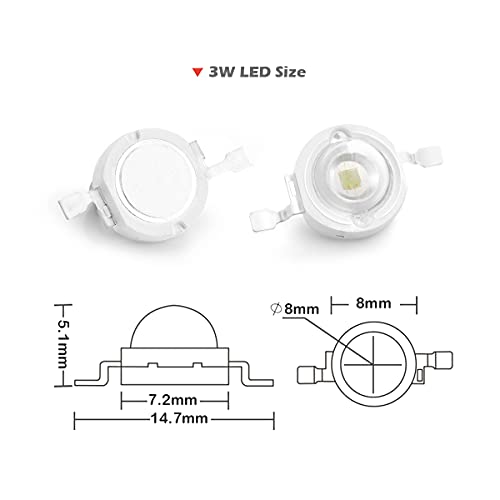 CHANZON 10 pcs High Power Led Chip on Board 3W Green | (400mA - 500mA / DC 3V - 3.4V / 3 Watt) Super Bright Intensity SMD COB Light Emitter Components Diode Bulb Bead DIY Lighting - color: H) Green