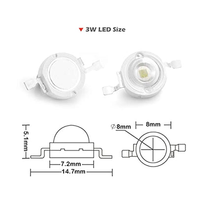 CHANZON 10 pcs High Power Led Chip on Board 3W Green | (400mA - 500mA / DC 3V - 3.4V / 3 Watt) Super Bright Intensity SMD COB Light Emitter Components Diode Bulb Bead DIY Lighting - color: H) Green