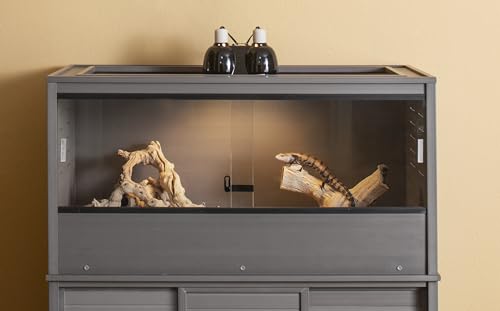 New Age Pet ECOFLEX Two Large Reptile Enclosures with Matching Stacker and Cabinet Stand Set in Grey - color: Grey, size: Large
