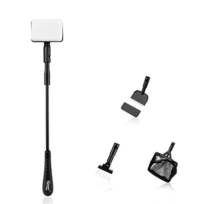 hygger Small Fish Tank Cleaner, Aquarium Cleaning Tools Kit with Handle, Seaweed Scraper, Fishing Net, Sponge Brush,Wall Brush (S) - size: Small