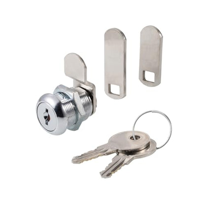 Cabinet Cam Locks Keyed Alike, 5/8” Cylinder Cam Locks for Tool Box RV Compartment Mailbox Vending Machine Drawer File Cabinet, Fits 3/8” Max Panel Thickness, Chrome Finish with 3 Cams and 2 Keys - size: 5/8 Inch