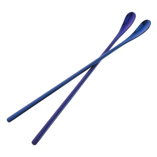 COLLBATH 2pcs Reptile Food Feeding Spoon Stainless Steel Lizard Reptile Dish Small Pet Feeding Tool Food Scoops for Animals - color: Blue