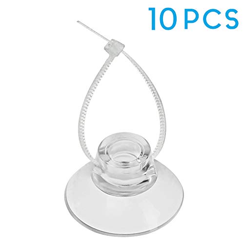 Pawfly 10 Pack Suction Cups with 20 Pieces Adjustable Zip Ties for Aquarium Fish Tank Binding Moss Shrimp Dodging Nest - size: 10 Pack