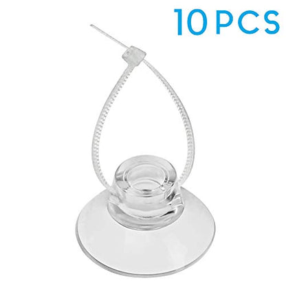 Pawfly 10 Pack Suction Cups with 20 Pieces Adjustable Zip Ties for Aquarium Fish Tank Binding Moss Shrimp Dodging Nest - size: 10 Pack