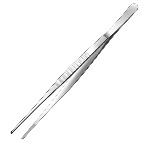 Aniso Long Tweezers, Stainless Steel, 12 Inches | Precision Serrated Tip, Cooking Tweezers Tongs， For Barbecue, Hand-Made，Steaks, Bread, Pizza, Salads - size: 12 inches