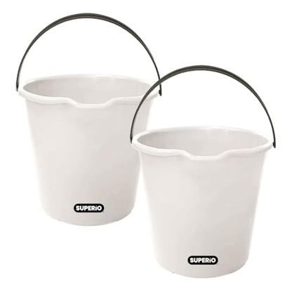 Superio 2.75 Gallon Plastic Cleaning Bucket with Large Spout, Utility Pail for Mopping, Car Wash, Fishing, Camping & Household Use, Light Grey, 2 Pack - color: Light Grey, size: 2 Pack