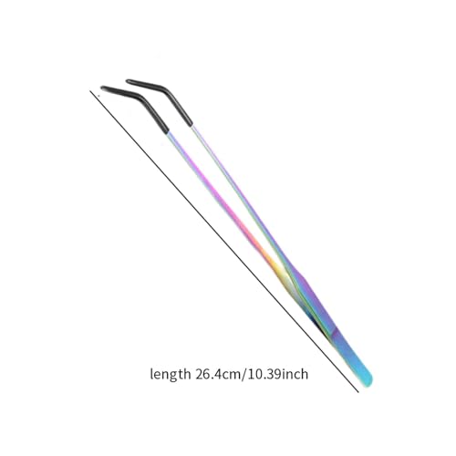 Reptile Feeding Tongs Stainless Steel Silicone Tip Aquarium Tweezers Terrarium Clamp Feeder Tool Water Grass Clip Suitable for Fish Tank Small, Curved - color: Curved