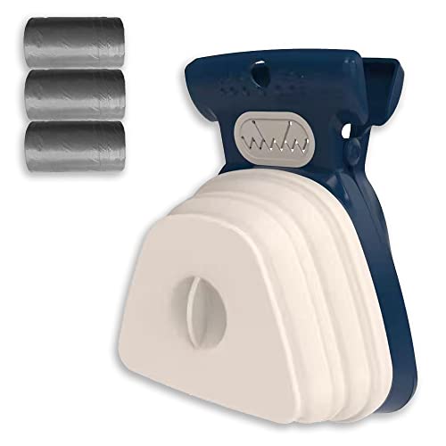 Dog Pooper Scooper, Portable Poop Scooper Handheld Size for Walking Large and Small Dogs Outside Yard or Travel Outdoors, Pup Poop Scoop with Container and 30pcs Pet Waste Bag Attachment, Blue - color: Midnight Blue, size: Large